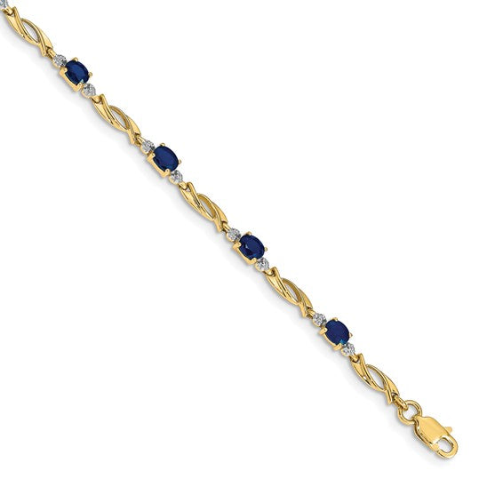 14K Yellow Gold White Gold Natural Sapphire & Diamond Fancy Bracelet