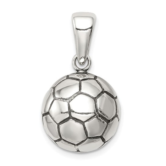 Sterling Silver 3D Soccer Ball Pendant