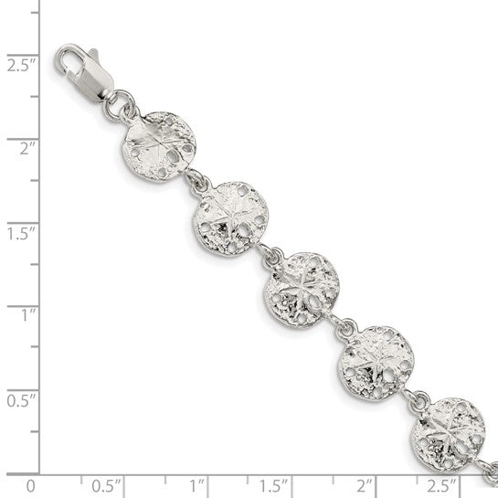 Sterling Silver Sand Dollar Sea Life Hand Made Bracelet