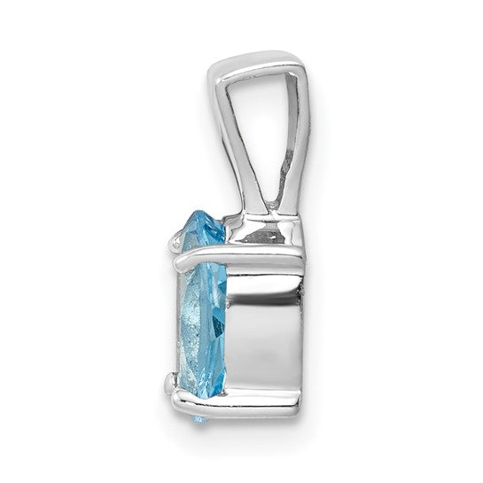 White Gold Filled Sterling Silver 1.4 Carat Oval Natural Blue Topaz Pendant