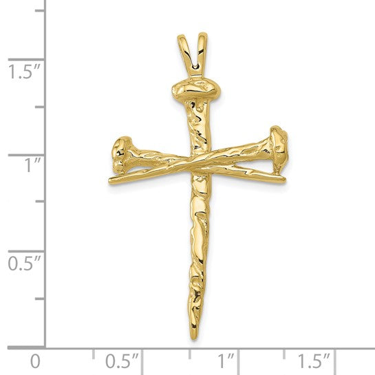 Latin Nail Cross 10K Pendant Yellow Gold/White Gold