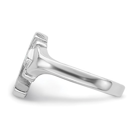 Sterling Silver Lab Created Blue Opal Cross Ring