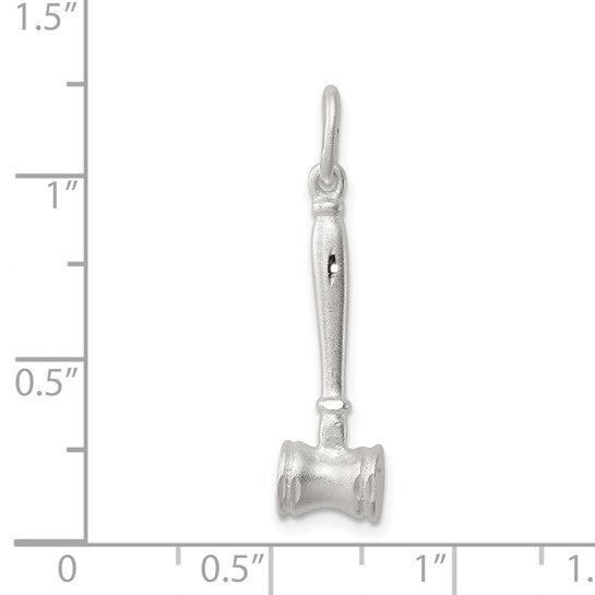 Sterling Silver Judge Court 3D Gavel Charm