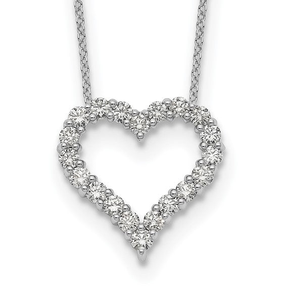 14K White/Yellow Gold 1 Carat Diamond Heart And Necklace Set