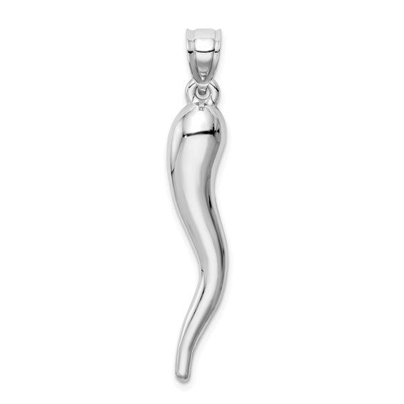 10K/14K Yellow/White Gold Large Italian Horn Hallow Pendant