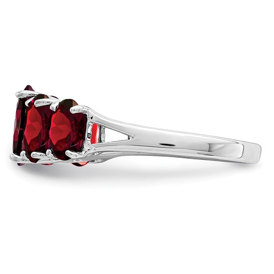 Sterling Silver 5 Stone 4.5 Carat Natural Garnet Ring