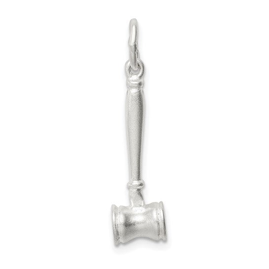 Sterling Silver Judge Court 3D Gavel Charm