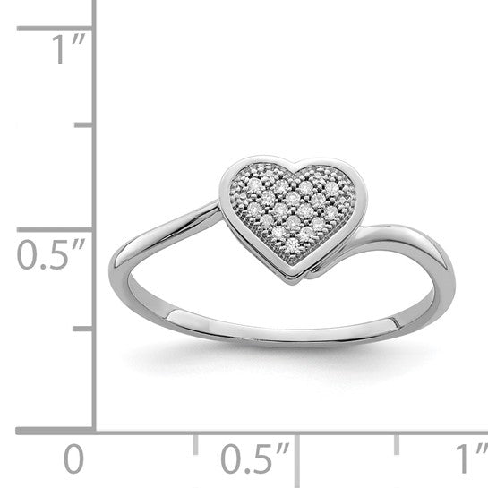 White Gold Filled Sterling Silver Cluster Heart Ring