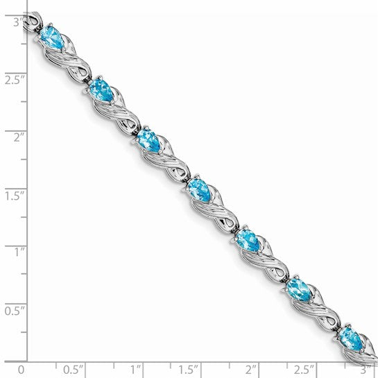 White Gold Filled Sterling Silver Natural 5 Carat Blue Topaz Ribbon Bracelet