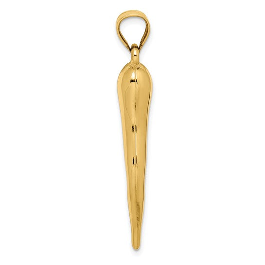 10K/14K Yellow/White Gold Large Italian Horn Hallow Pendant