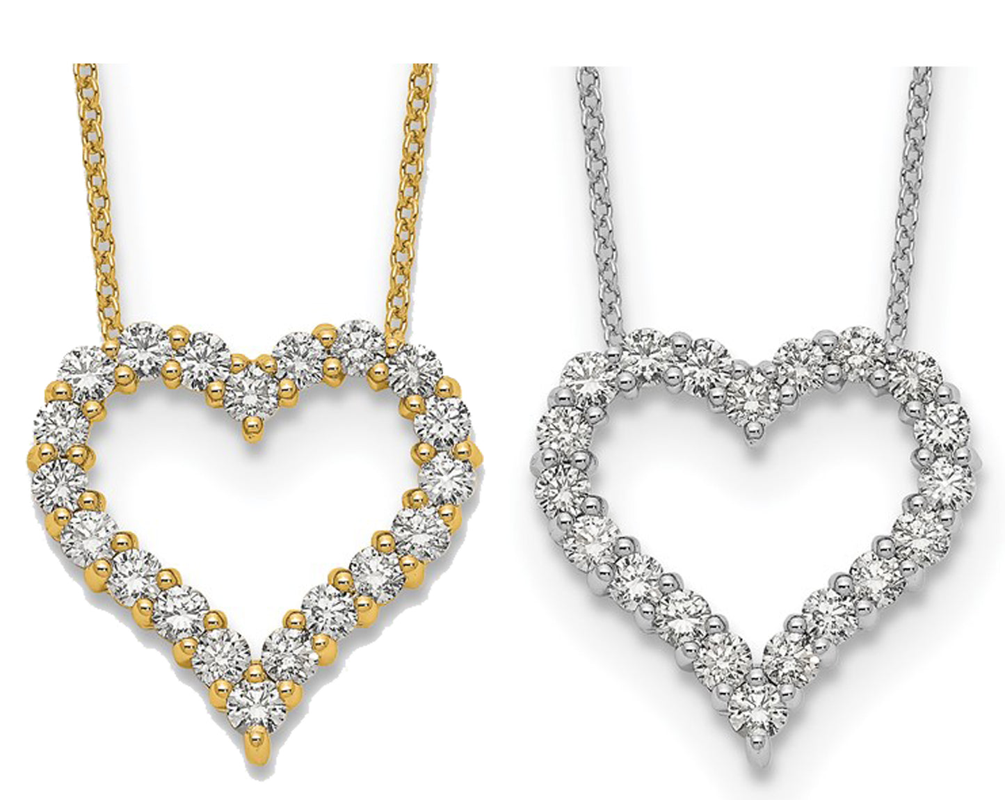 14K White/Yellow Gold 1 Carat Diamond Heart And Necklace Set