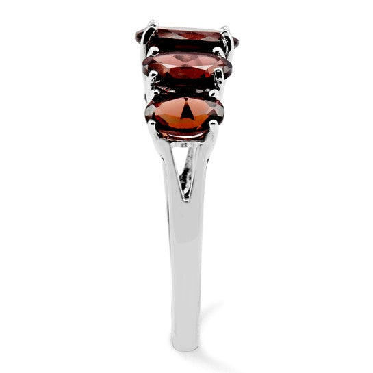 Sterling Silver 5 Stone 4.5 Carat Natural Garnet Ring