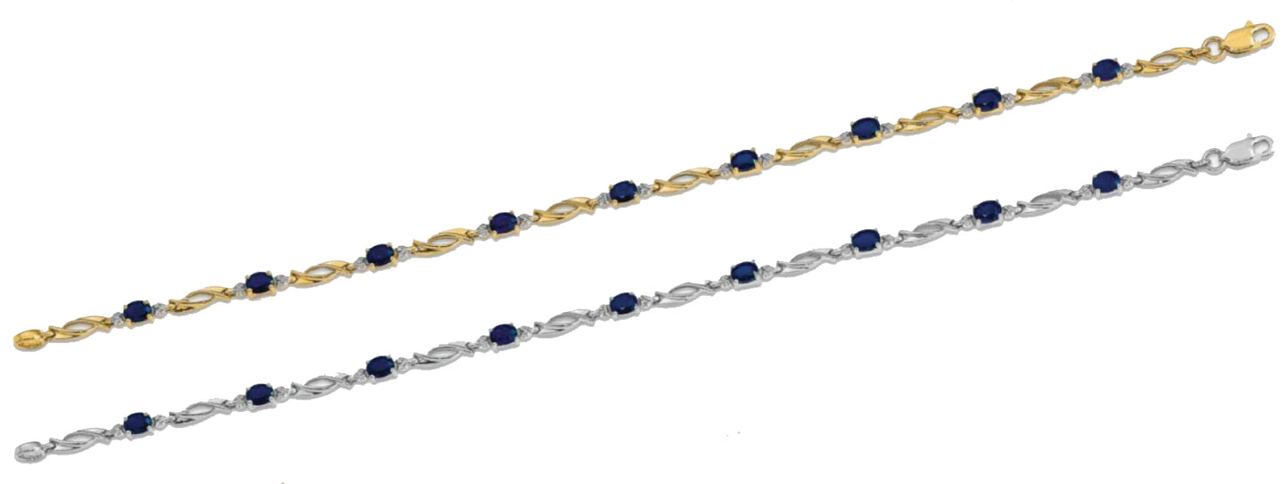 14K Yellow Gold White Gold Natural Sapphire & Diamond Fancy Bracelet
