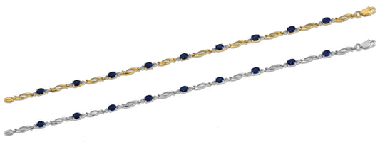 14K Yellow Gold White Gold Natural Sapphire & Diamond Fancy Bracelet