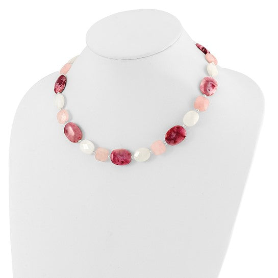 Natural Agate, Jade, Quartz, & Crystal Sterling Silver Necklace