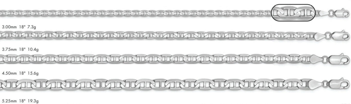 14K Concave Anchor Chain White Gold