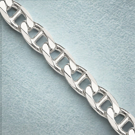 Sterling Silver Flat Anchor Diamond Cut Chain/Braclet