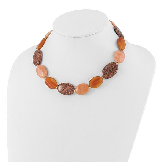 Natural Aventurine, Carnelian, & Jasper Necklace Sterling Silver