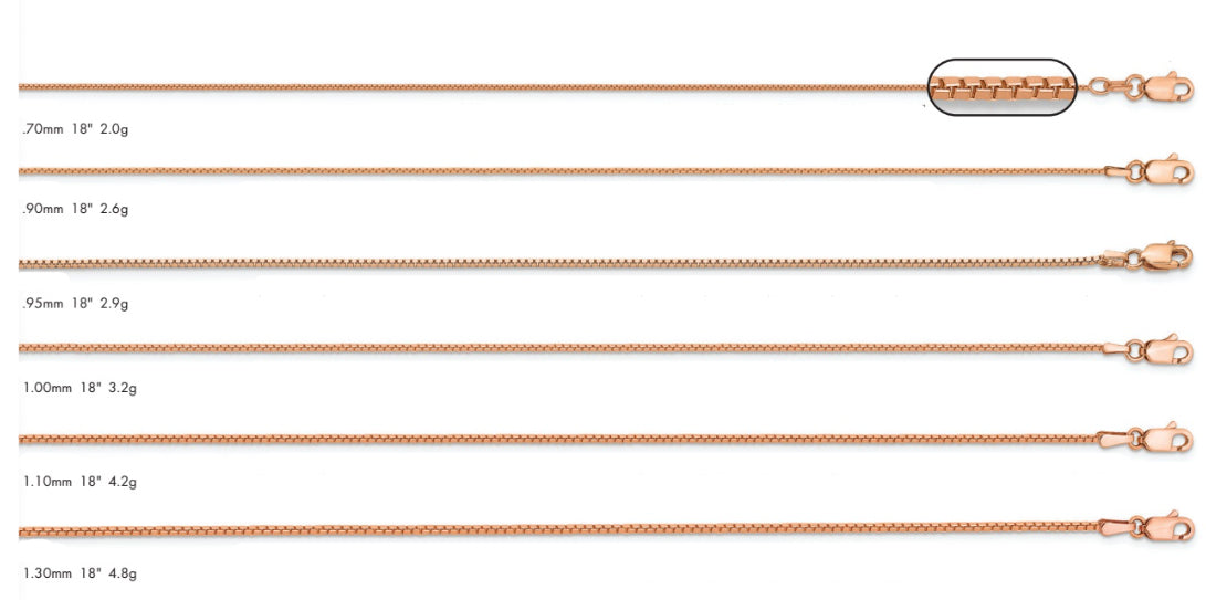 14K Rose Gold Box Chain