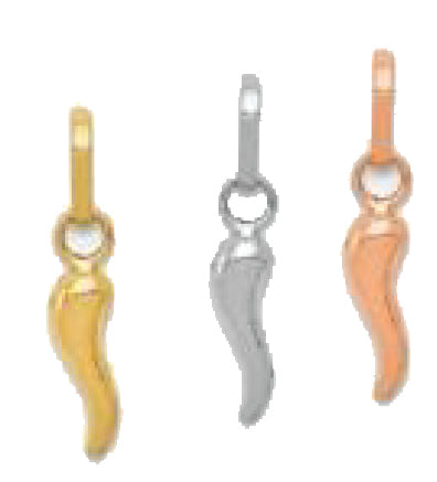 14K Gold Yellow/White/Rose Children's Italian Horn Pendant