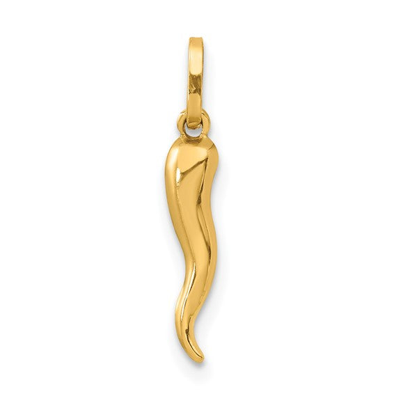 14K Gold Yellow/White/Rose Small Italian Horn Pendant