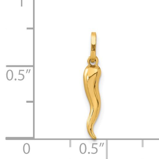 14K Gold Yellow/White/Rose Small Italian Horn Pendant