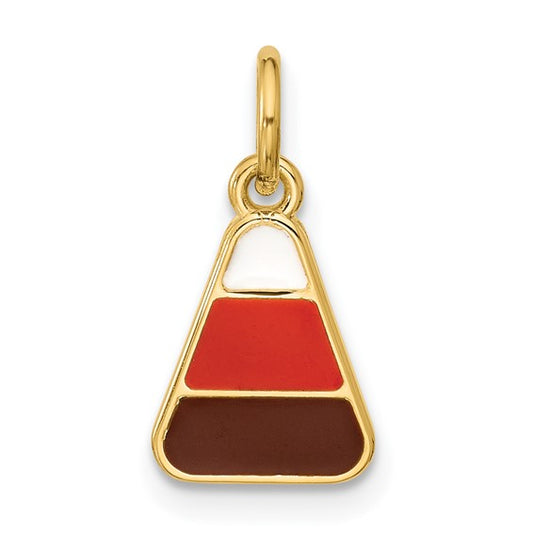 Candy Corn Polished Enameled 14K Gold Pendant