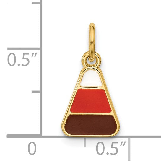 Candy Corn Polished Enameled 14K Gold Pendant