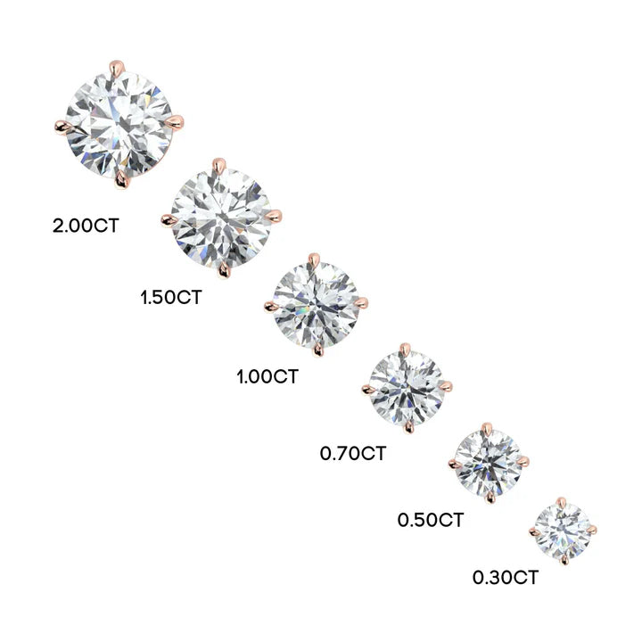 10K White/Yellow Gold Diamond Round Cut Stud Earrings