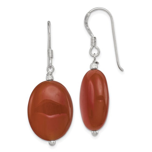 Natural Carnelian Dangle Earrings Sterling Silver