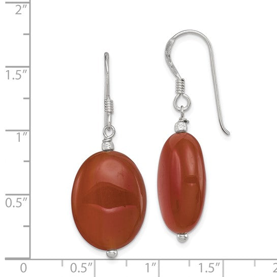 Natural Carnelian Dangle Earrings Sterling Silver