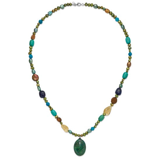 Natural Citrine, Lapis, Agate, Dyed Howlite, Freshwater Pearl, Jade, & Chrysocolla