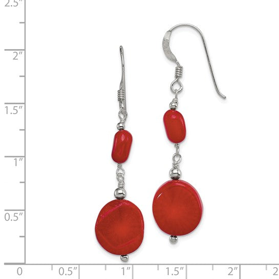 Natural Coral Round Dangle Earrings