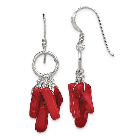 Natural Coral Earrings Sterling Silver