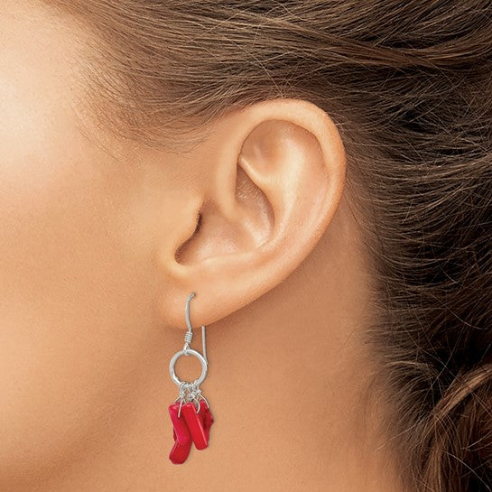 Natural Coral Earrings Sterling Silver