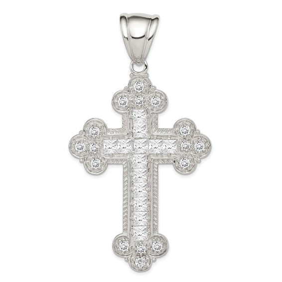 Hip Hop Fancy Cross Sterling Silver