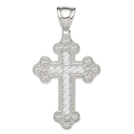 Hip Hop Fancy Cross Sterling Silver
