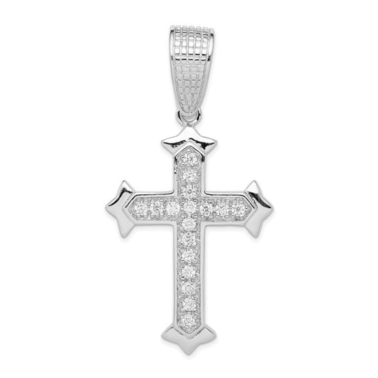 Hip Hop Cross Line Pendant Sterling Silver