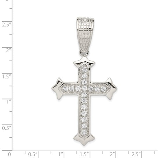 Hip Hop Cross Line Pendant Sterling Silver