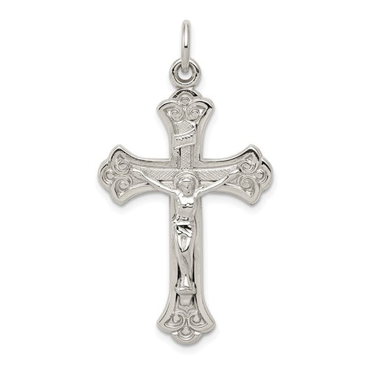 Fleur De Lis Cross Sterling Silver Pendant