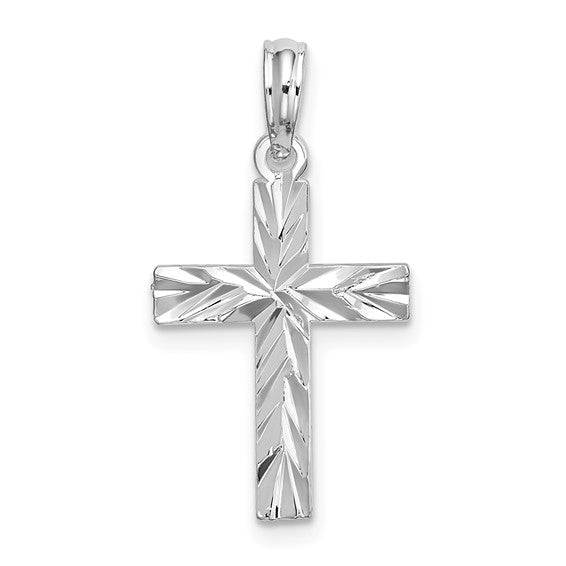 Cross Laser Cut Sterling Silver White Gold Plated