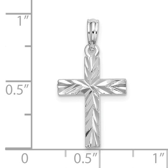 Cross Laser Cut Sterling Silver White Gold Plated