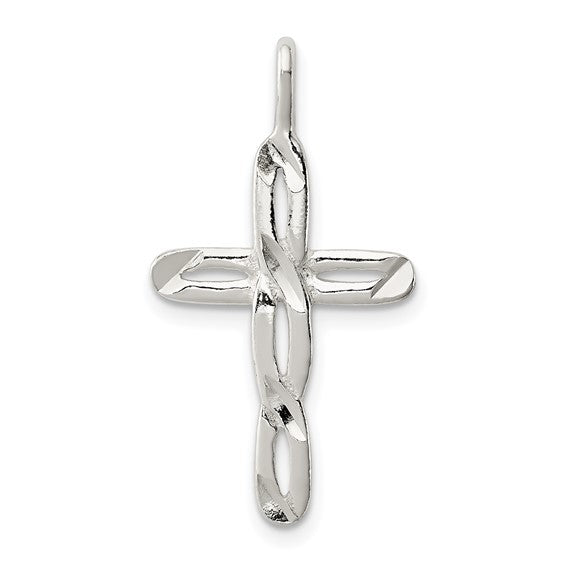 Cross Legged Sterling Silver Pendant White Gold Plated