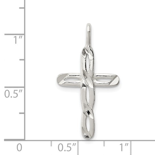 Cross Legged Sterling Silver Pendant White Gold Plated
