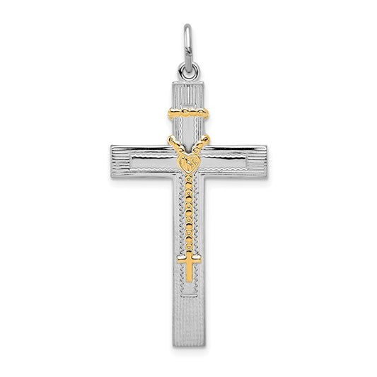 Two Tone Sterling Silver Cross Pendant