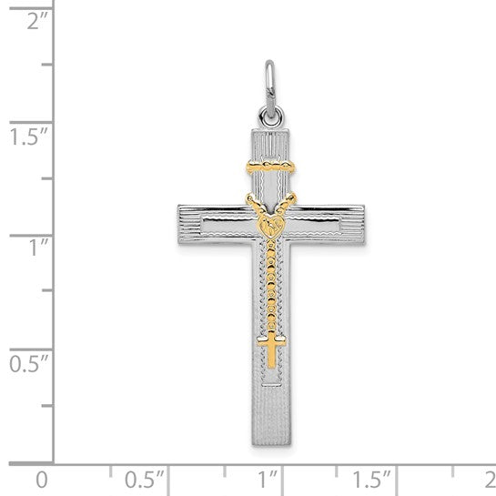 Two Tone Sterling Silver Cross Pendant