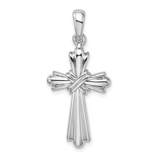 Fancy Cross Sterling Silver White Gold Plated Pendant
