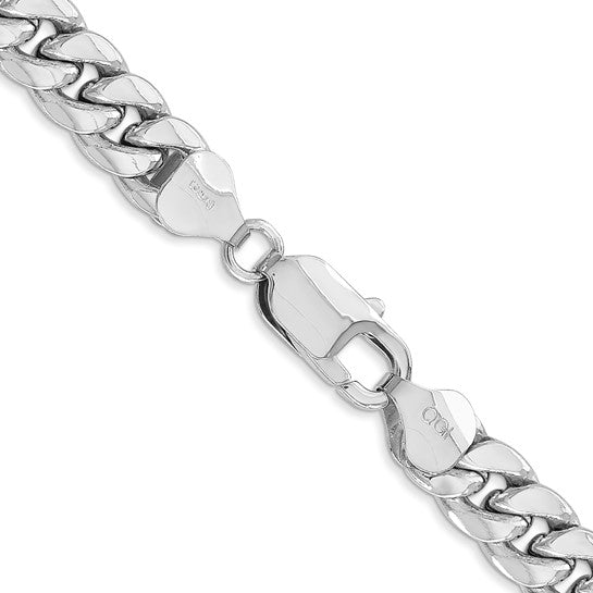 14K Semi Solid Miami Cuban Link Chain White Gold