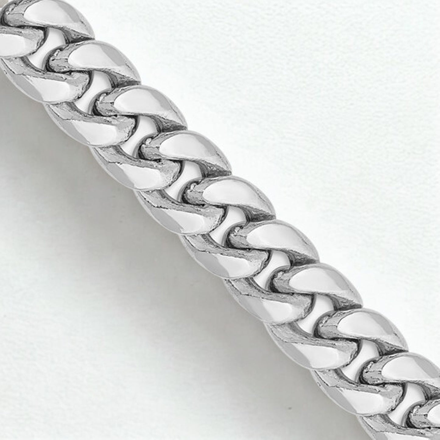 14K Solid Miami Cuban Link Chain White Gold