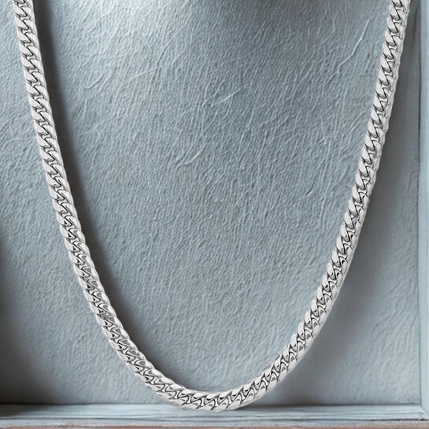 14K Solid Miami Cuban Link Chain White Gold